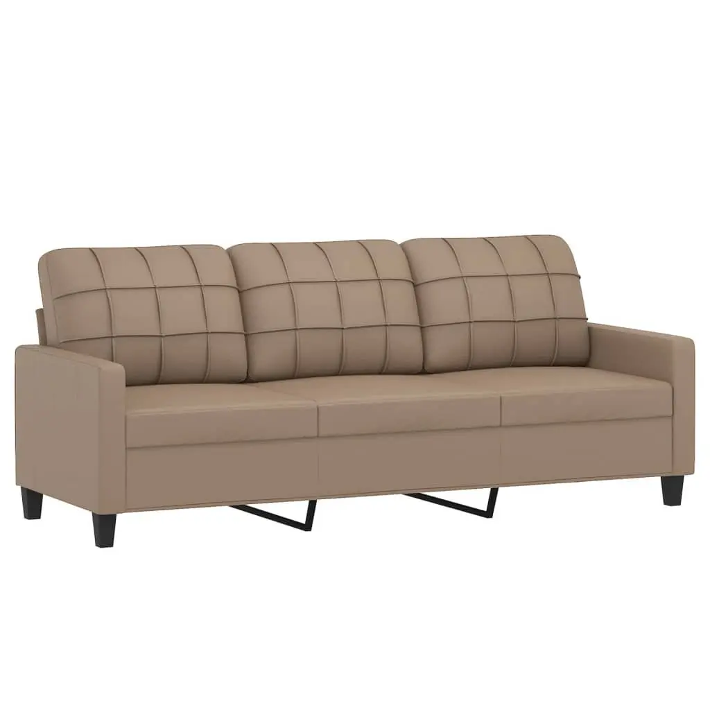 3 Piece Sofa Set Brown Faux Leather Living Room Furniture Lounge Seating Suite