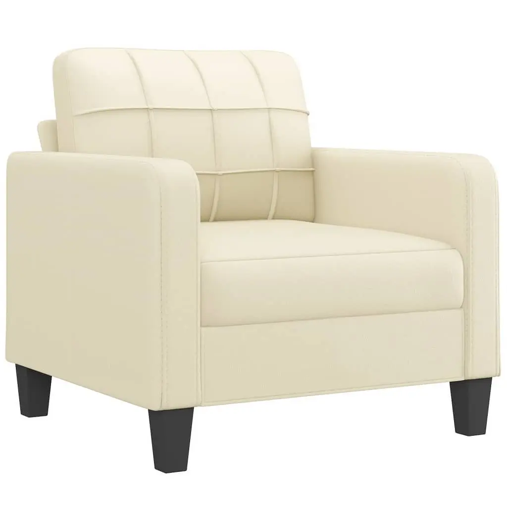 4 Piece Sofa Set Faux Leather Cream Living Room Furniture