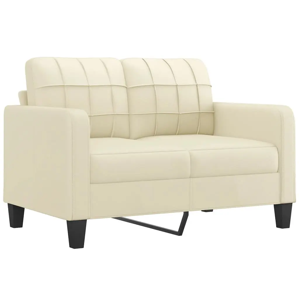 4 Piece Sofa Set Faux Leather Cream Living Room Furniture