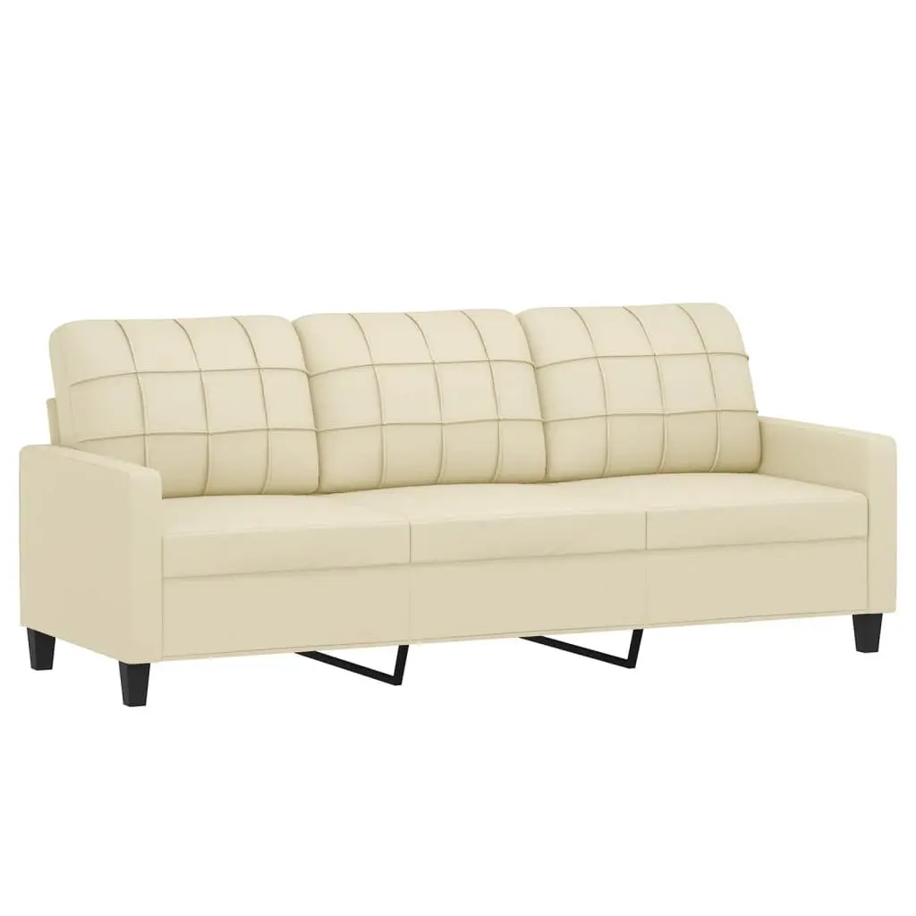 4 Piece Sofa Set Faux Leather Cream Living Room Furniture