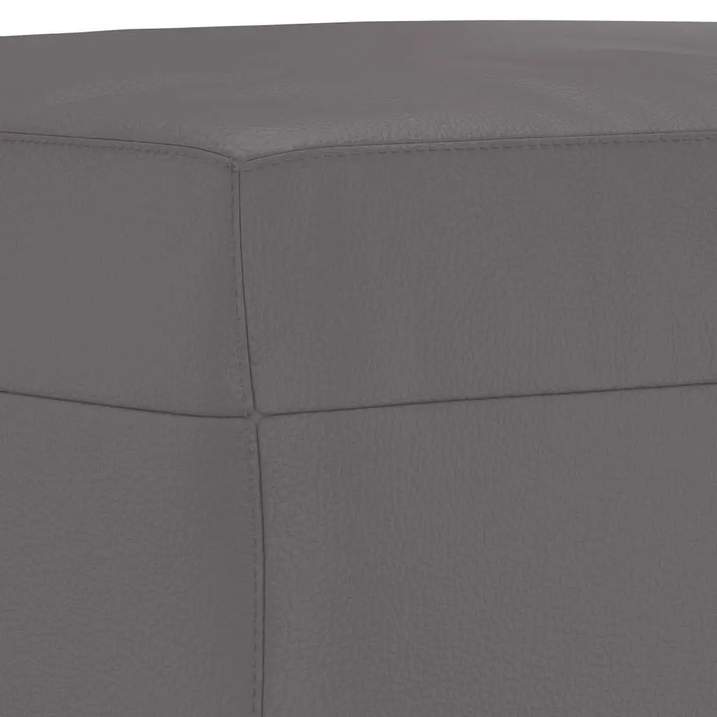 4 Piece Sofa Set Faux Leather Grey Compact Lounge Furniture with Footstool