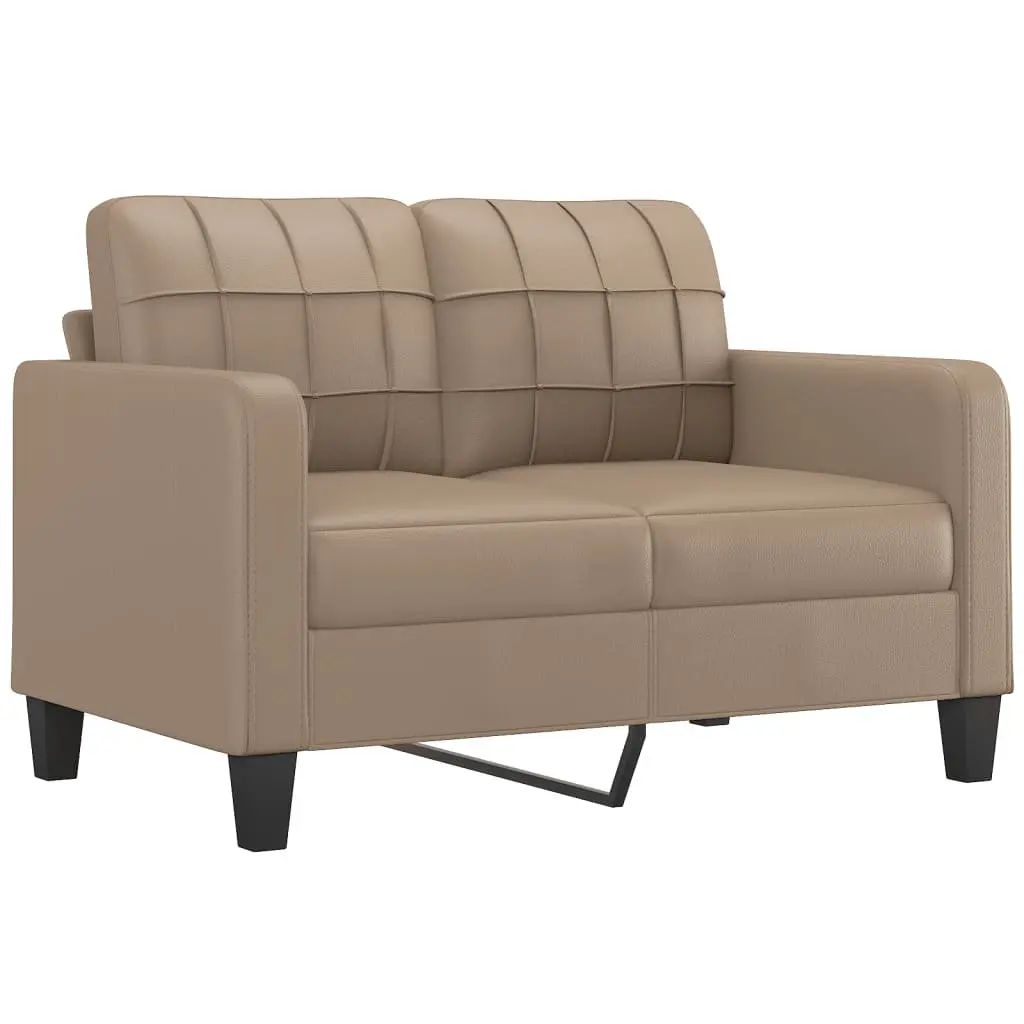 3 Piece Sofa Set Faux Leather Brown Living Room Couch with Throw Pillows