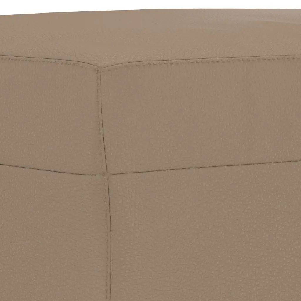 4 Piece Brown Faux Leather Living Room Sofa Set with Pillows and Footstool