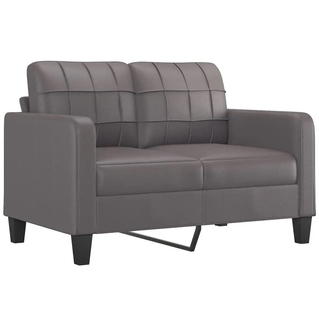 2 Piece Sofa Set Grey Faux Leather Living Room Furniture