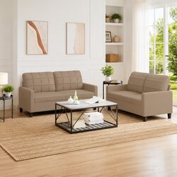 Perfect Addition to Your Home: 2-Piece Sofa Set in Brown Faux Leather