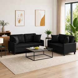 Practical 2 Piece Black Sofa Set for Everyday Use
