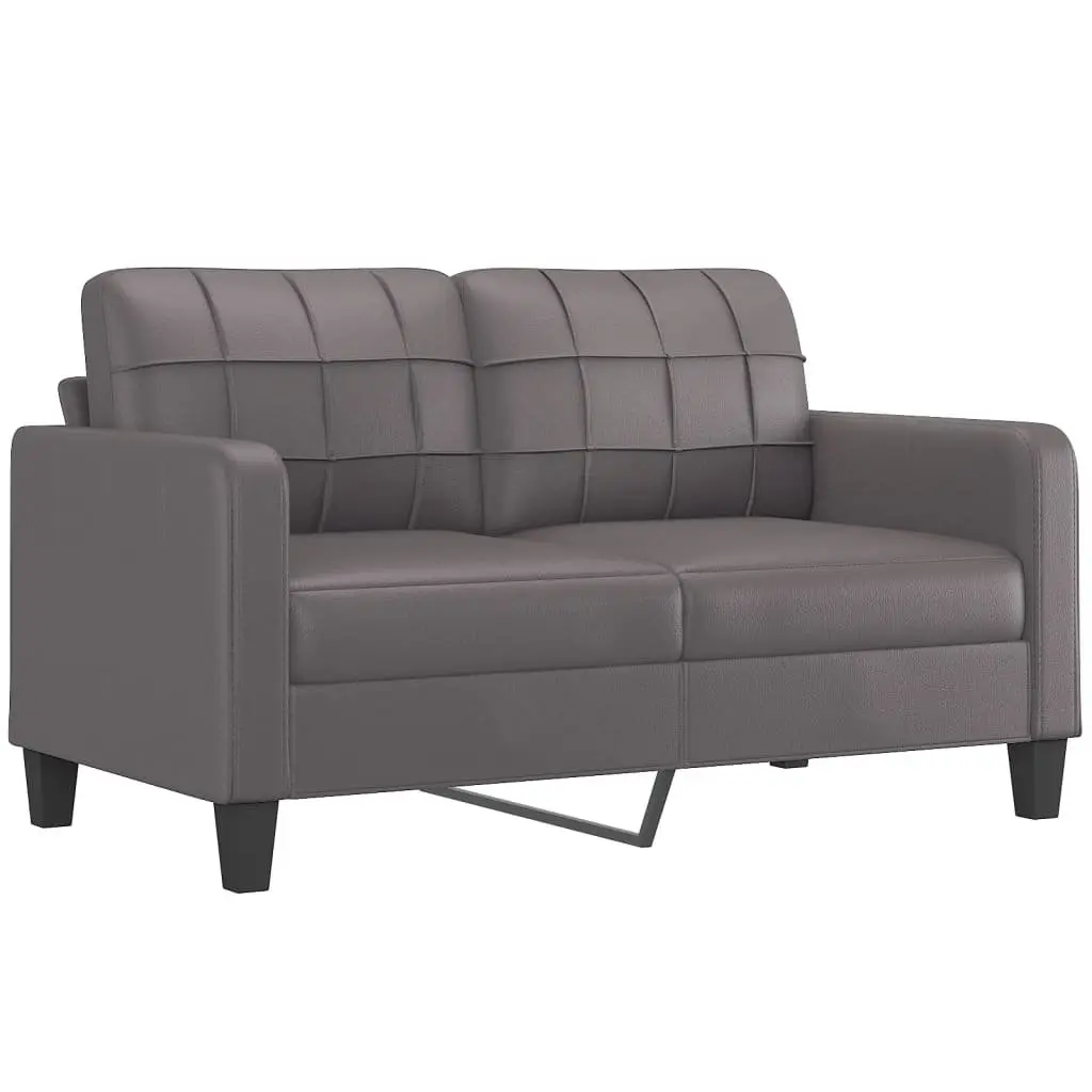 2 Piece Sofa Set Grey Faux Leather Couch