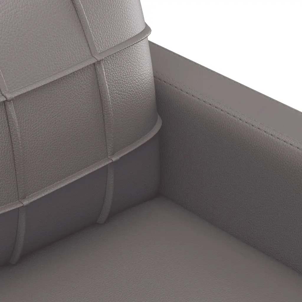 2 Piece Sofa Set Grey Faux Leather Couch