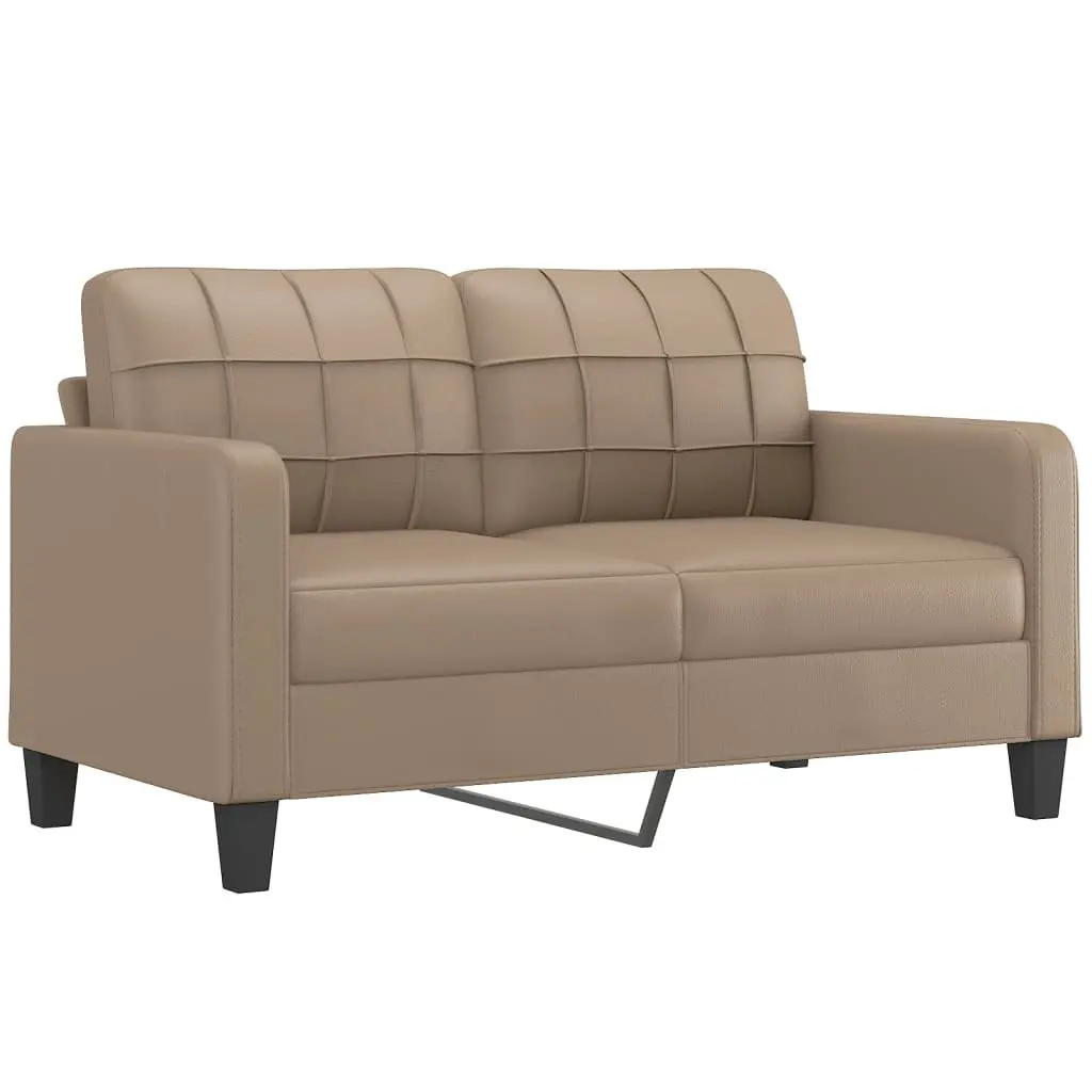 2 Piece Sofa Set Brown Faux Leather Lounge Couch with Throw Pillows