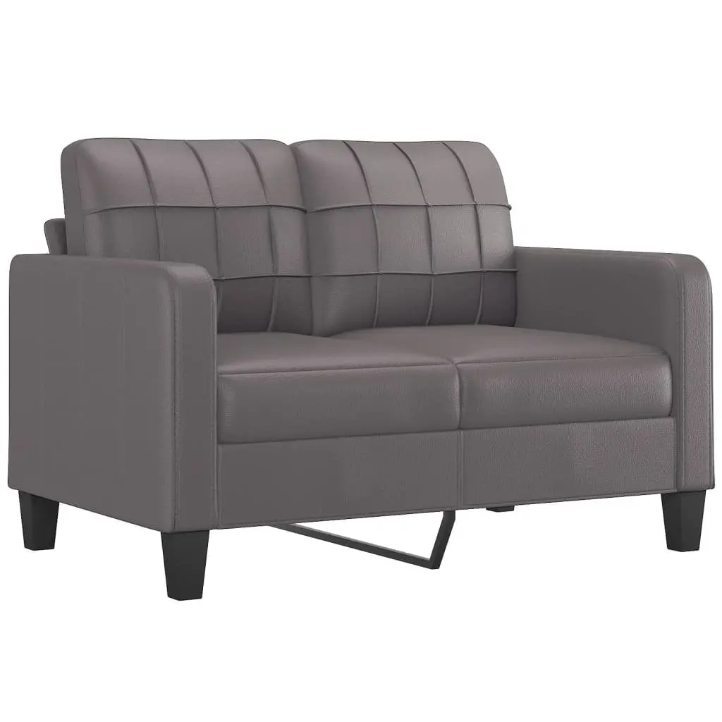 3 Piece Sofa Set Faux Leather Grey Lounge