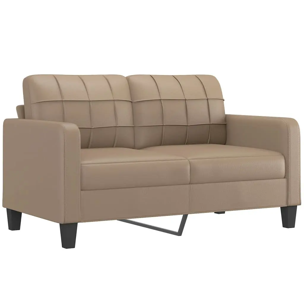 3 Piece Sofa Set Faux Leather Brown Compact Living Room