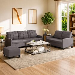 Functional 3 Piece Sofa Set with Footstool for Living Rooms