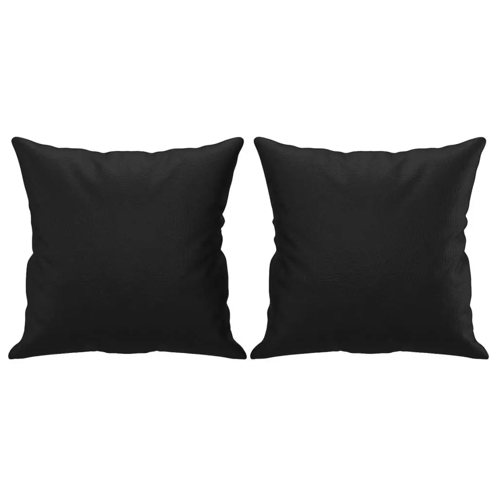 3 Piece Sofa Set Black Faux Leather Couch Living Room Furniture with Pillows