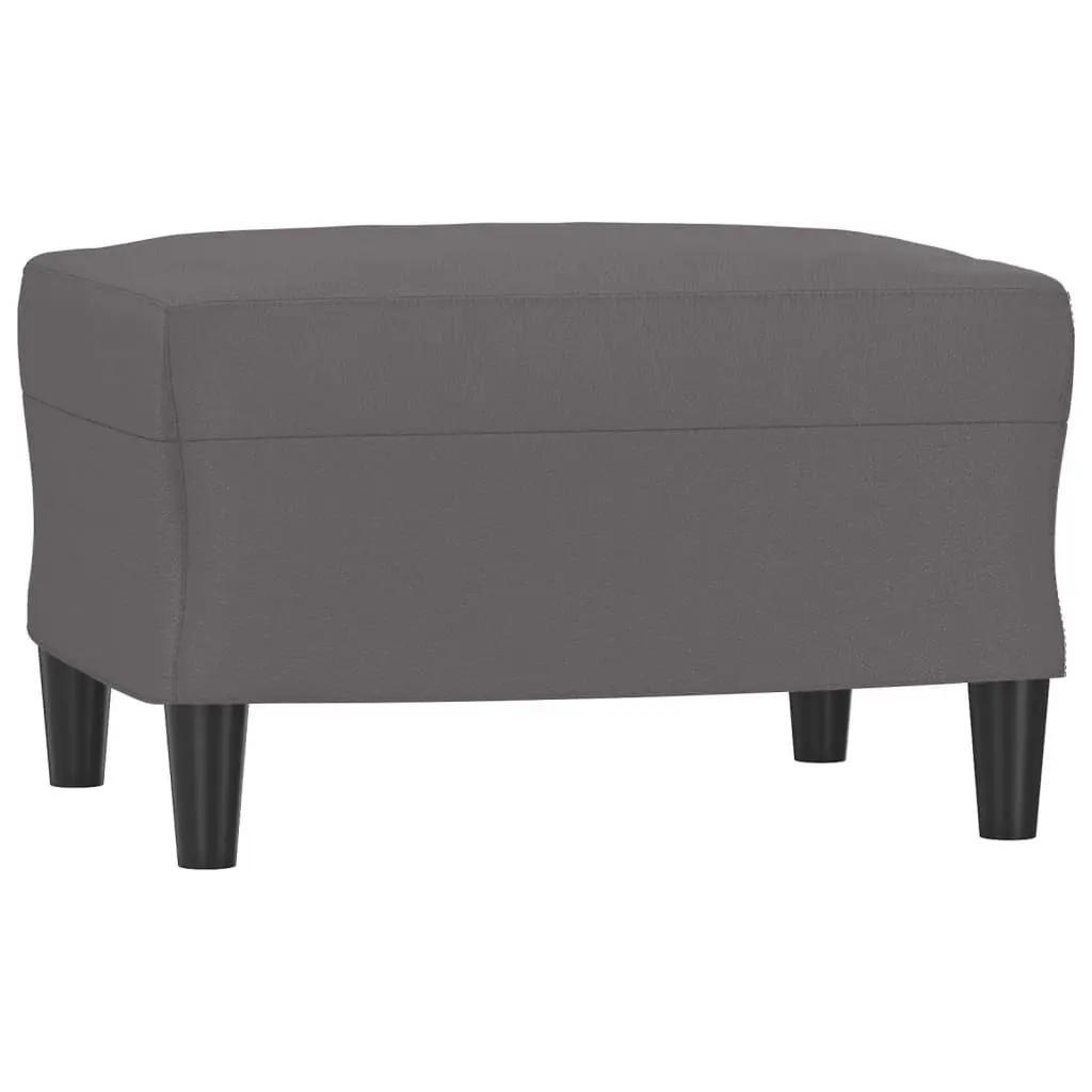 3 Piece Sofa Set Faux Leather Grey Couch with Pillows and Footstool