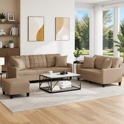 Practical 3 Piece Sofa Set with Footstool for Everyday Use