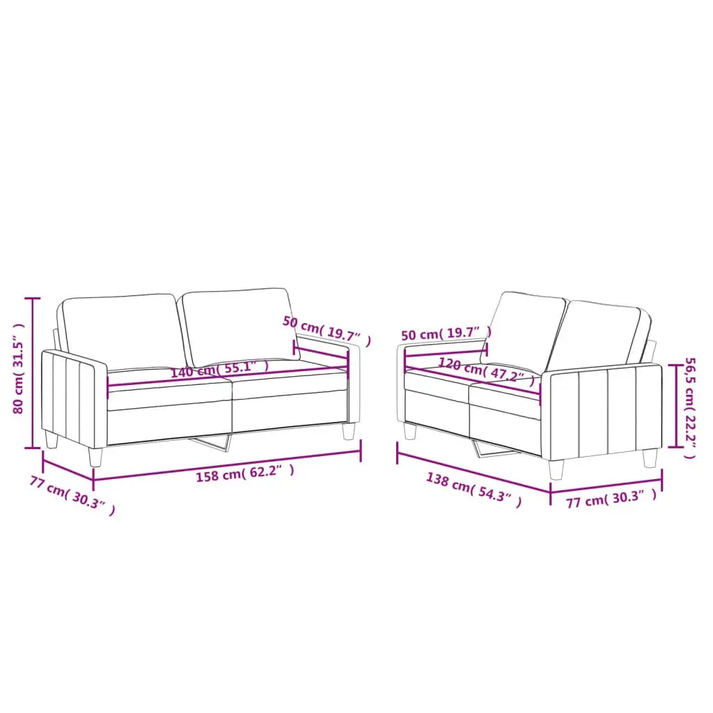 Grey Faux Leather Sofa Set for Living Room