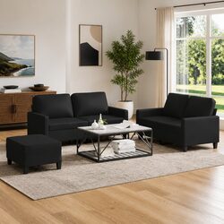 Compact 3 Piece Sofa Set with Footstool for Versatile Use