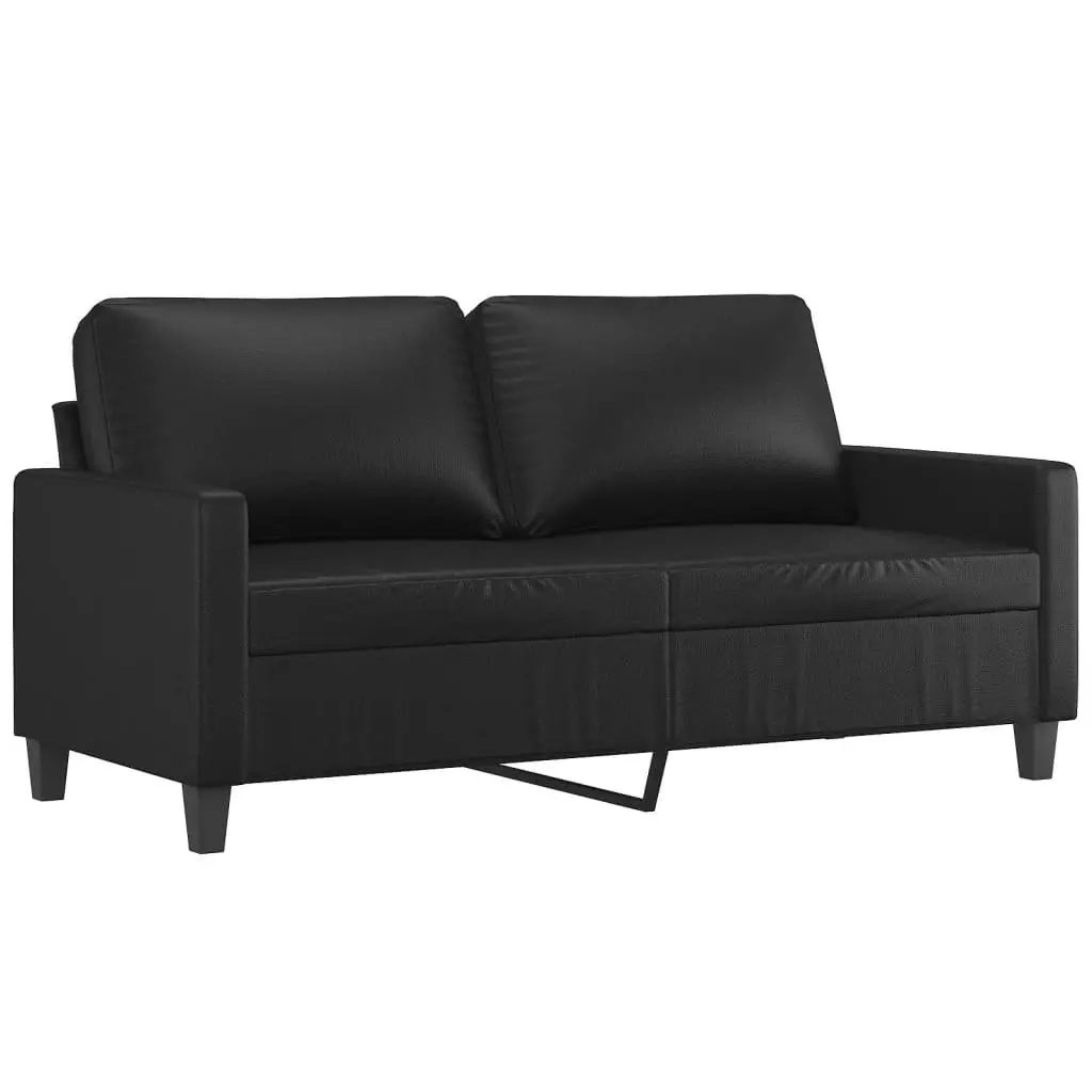 Sofa Set Faux Leather 3 Piece Black