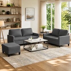 Practical 3 Piece Grey Sofa Set for Everyday Living