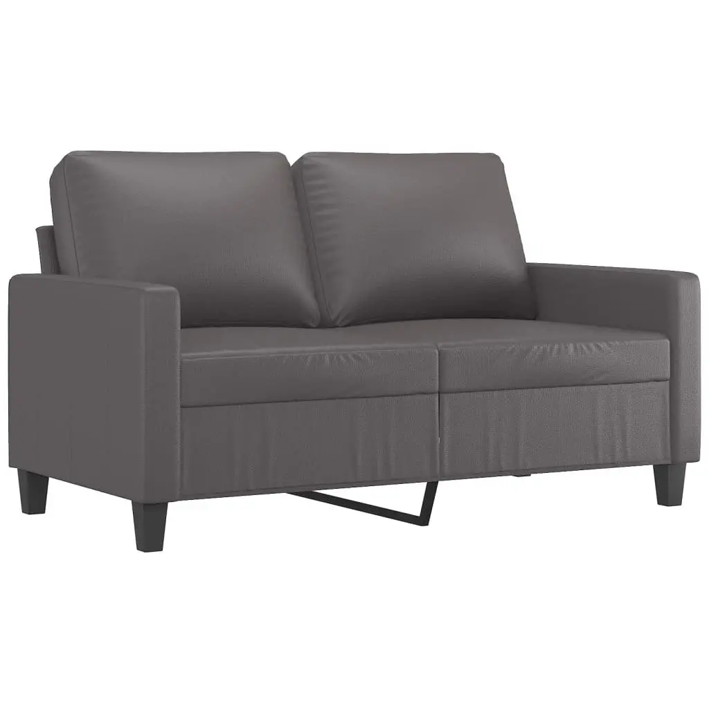 2 Piece Sofa Set Grey Faux Leather Living Room Furniture Seating with Cushions