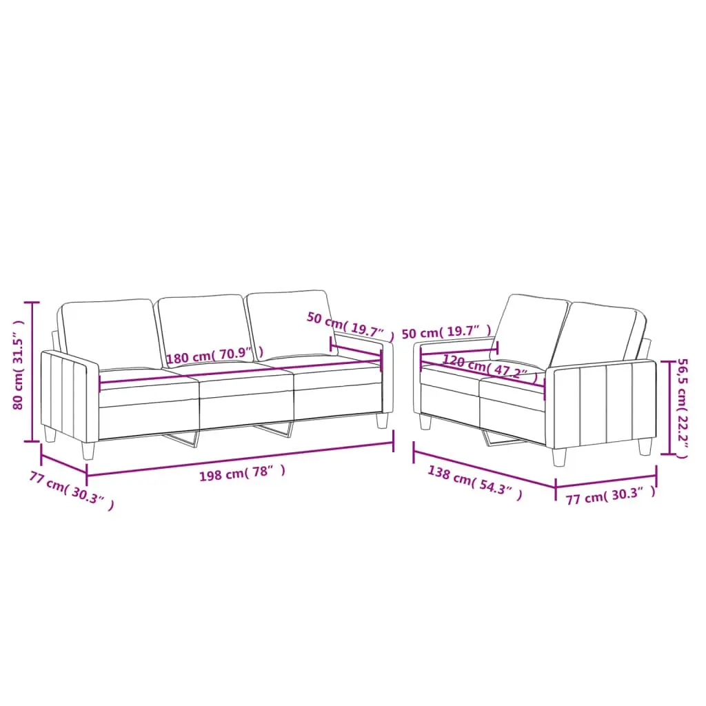 2 Piece Sofa Set Grey Faux Leather Living Room Furniture Seating with Cushions