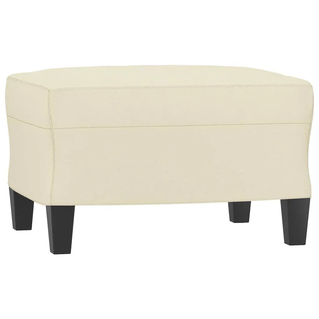 3 Piece Sofa Set with Footstool Cream Faux Leather Living Room Furniture Seating