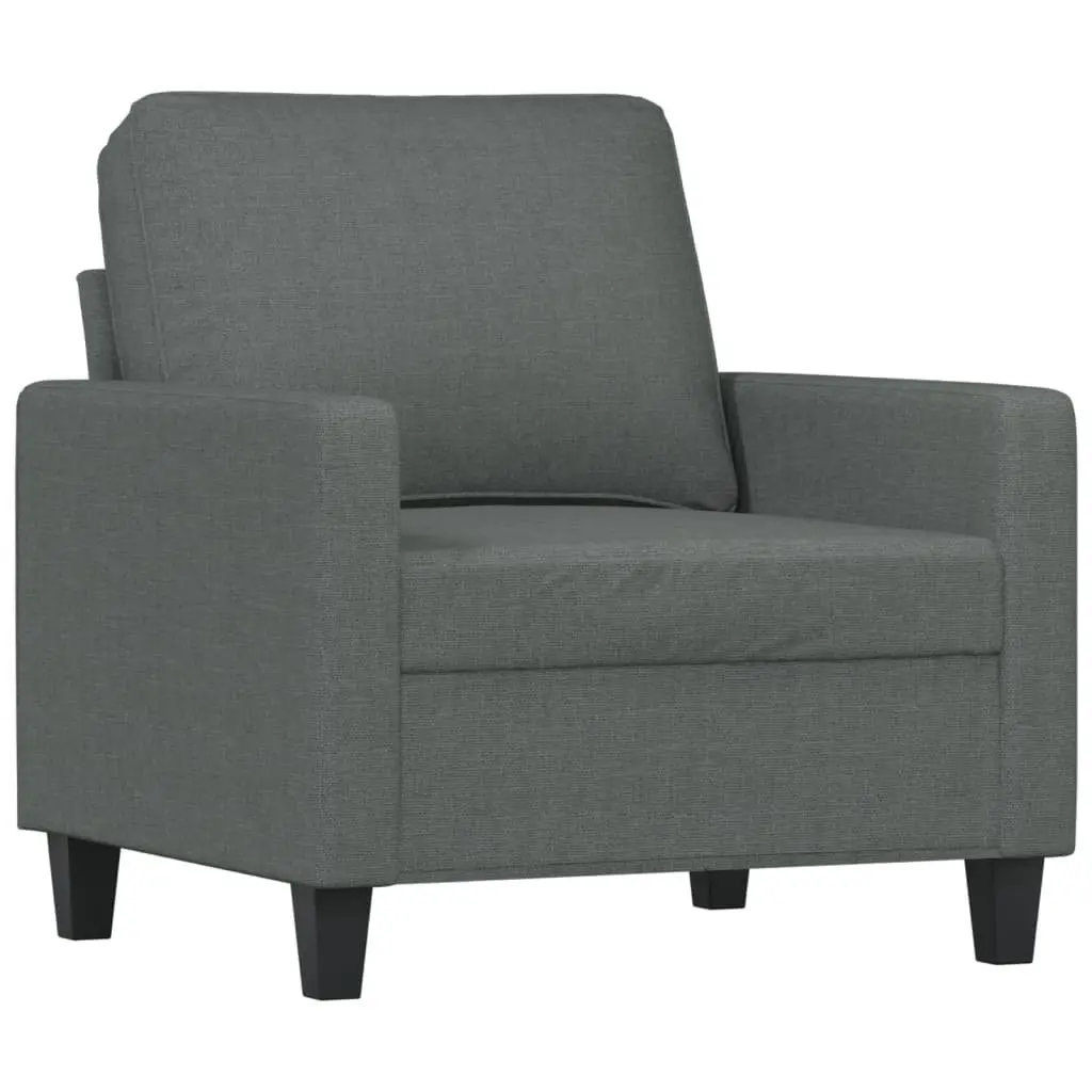 3 Piece Sofa Set Grey Fabric Living Room Furniture Lounge Seating with Cushions