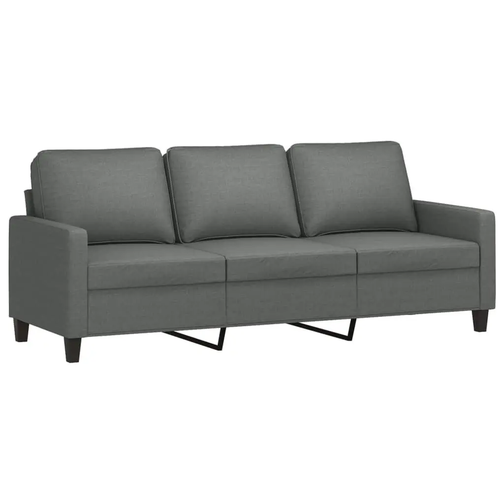 3 Piece Sofa Set Grey Fabric Living Room Furniture Lounge Seating with Cushions