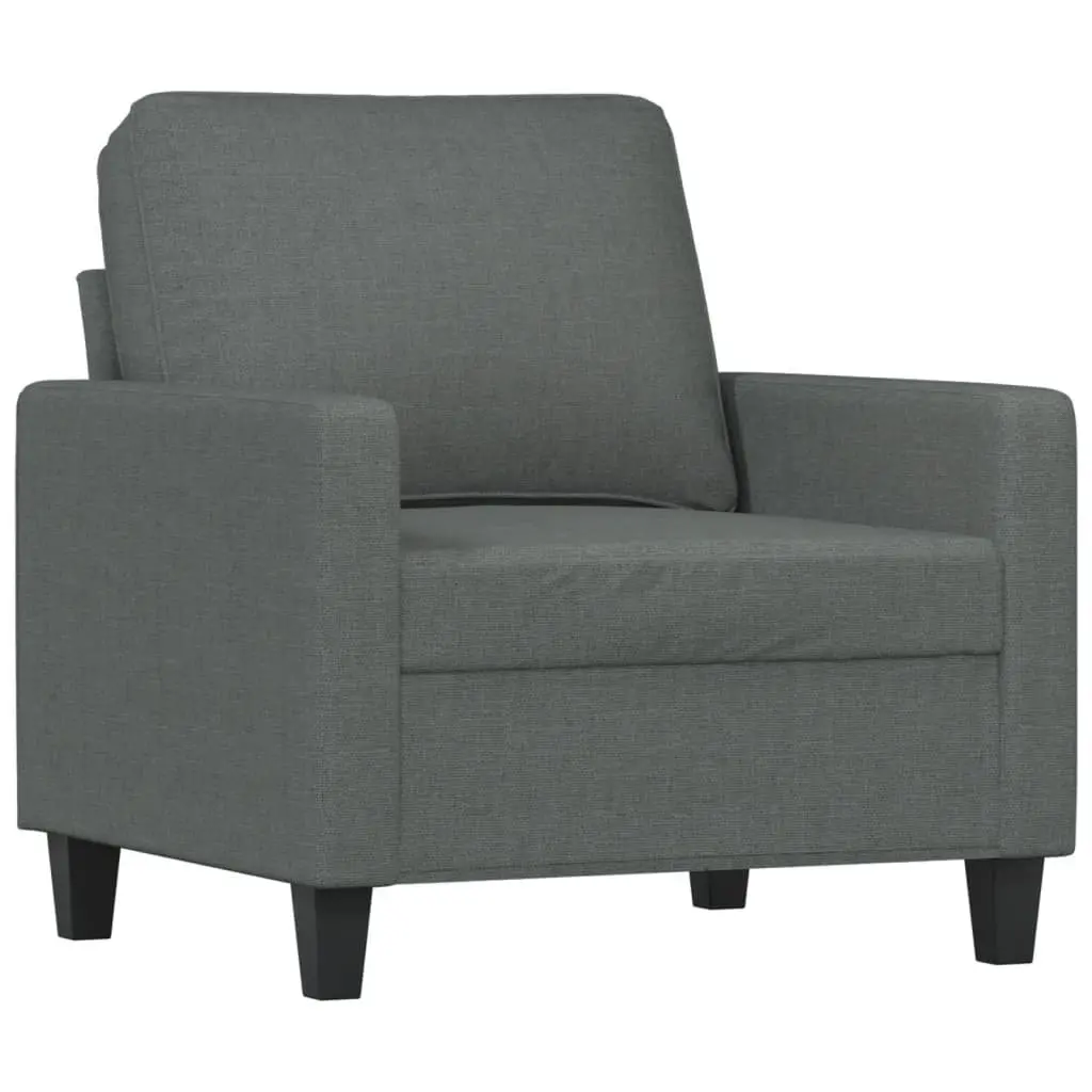 4 Piece Sofa Set with Footstool Grey Fabric Lounge Suite Living Room Furniture