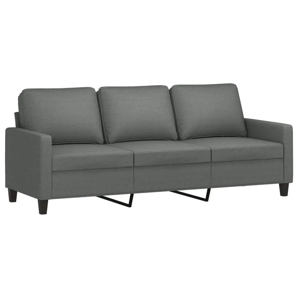 4 Piece Sofa Set with Footstool Grey Fabric Lounge Suite Living Room Furniture