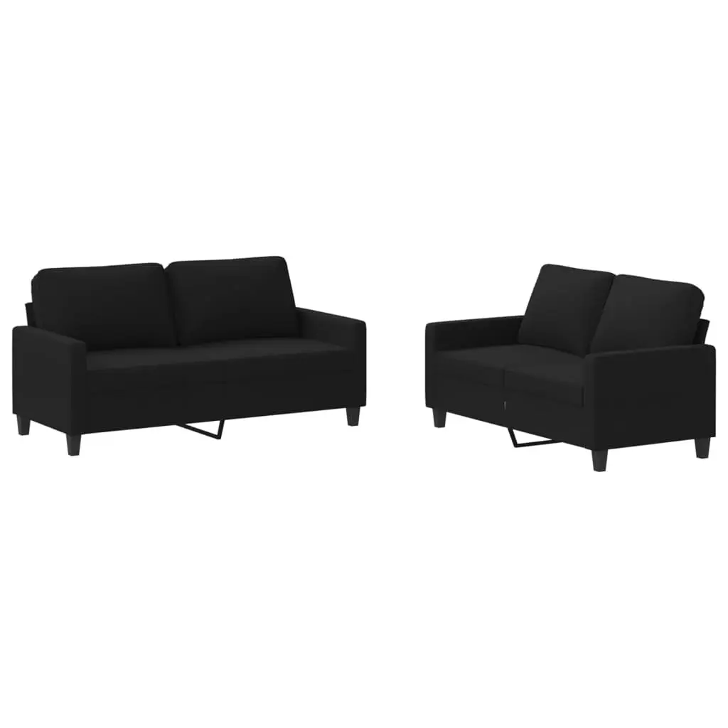 2 Piece Sofa Set Fabric Black