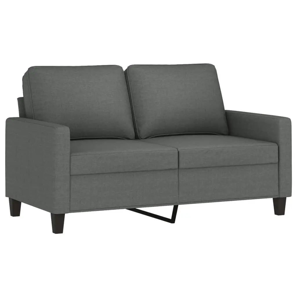3 Piece Grey Fabric Sofa Set with Cushions and Footstool Living Room Furniture