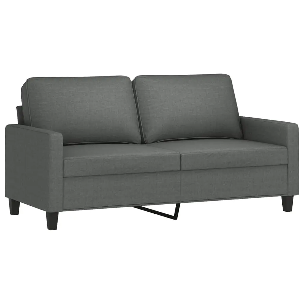 3 Piece Grey Fabric Sofa Set with Cushions and Footstool Living Room Furniture