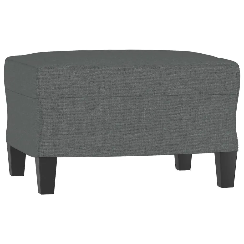 3 Piece Grey Fabric Sofa Set with Cushions and Footstool Living Room Furniture