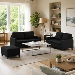 Practical Black Fabric Sofa Set for Everyday Use