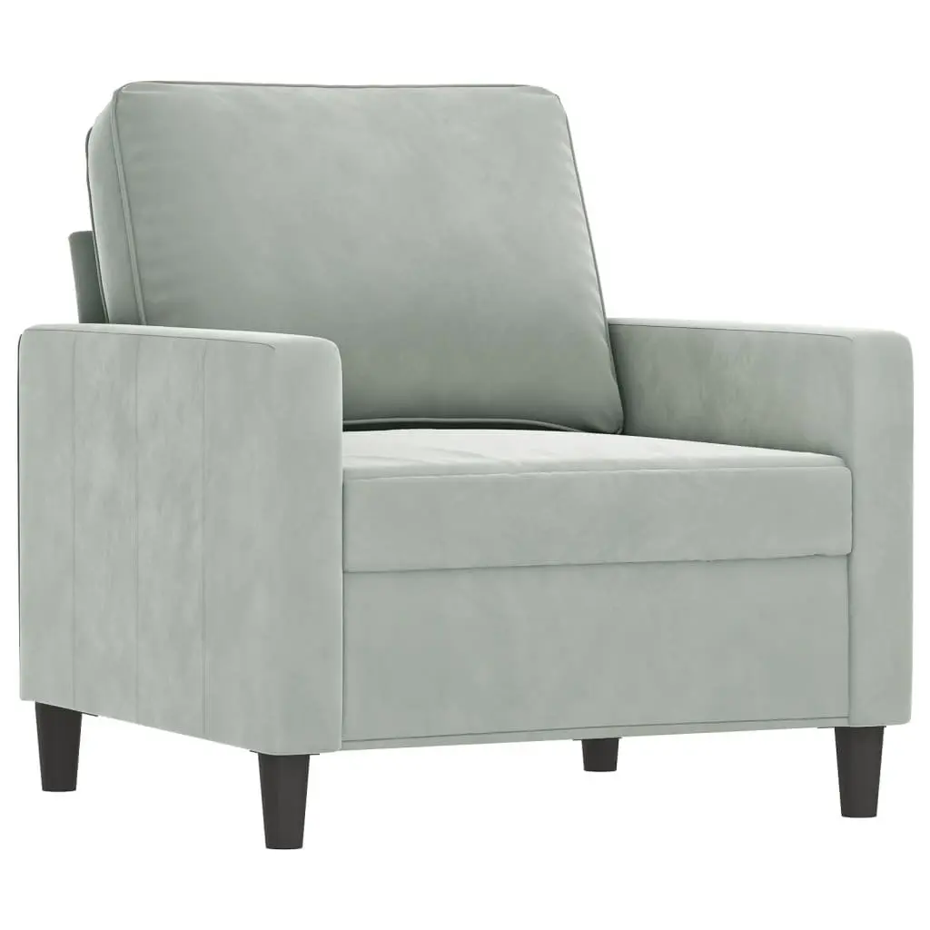 4 Piece Sofa Set Velvet Grey Lounge Suite Living Room Furniture