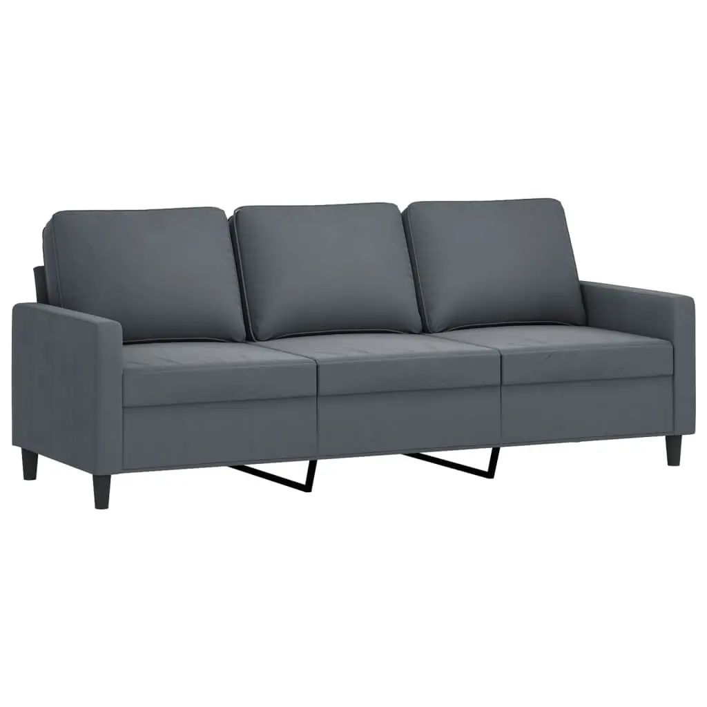 4 Piece Velvet Sofa Set in Grey with Footstool for Living Room Furniture