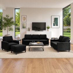 4 Piece Sofa Set with Footstool: Ideal for Cozy Living Rooms