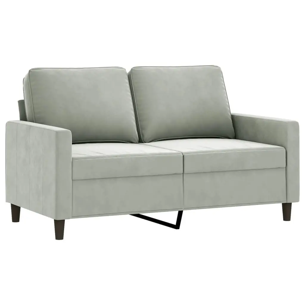 2 Piece Sofa Set Grey Velvet Cushioned Lounge Couch Living Room Furniture