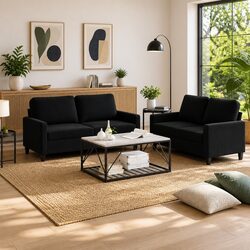 Black Velvet 2-Piece Sofa Set: Perfect for Family Spaces
