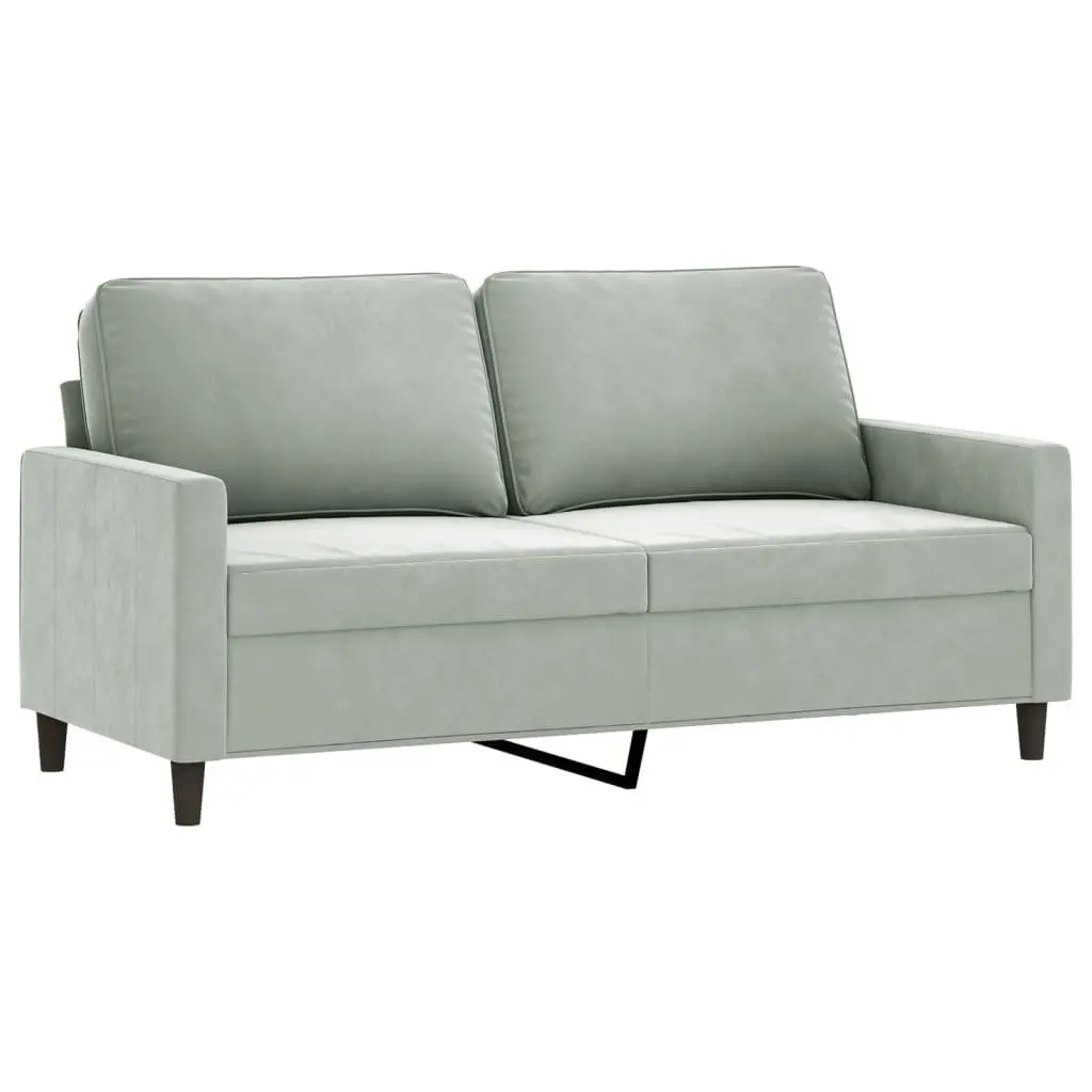 3 Piece Grey Velvet Sofa Set with Footstool Living Room Furniture Lounge Suite