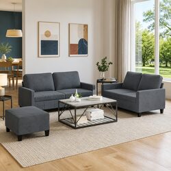 Versatile Grey Velvet Sofa Set for Any Home
