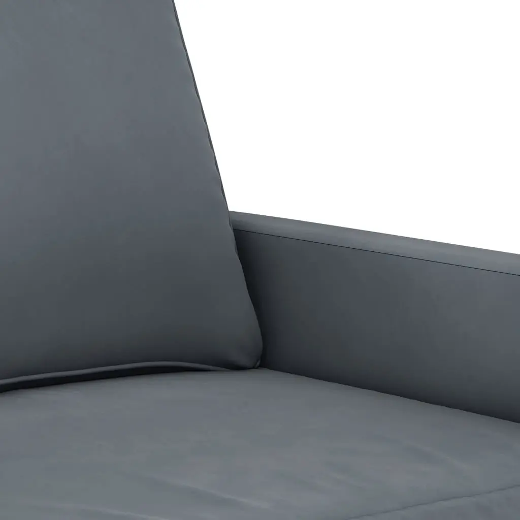 3 Piece Sofa Set Velvet Grey Couch with Cushions and Footstool
