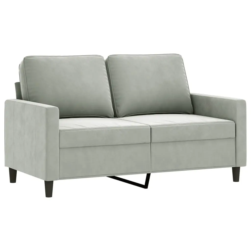Sofa Set Velvet 2 Piece Grey Soft Cushioned Lounge Seating
