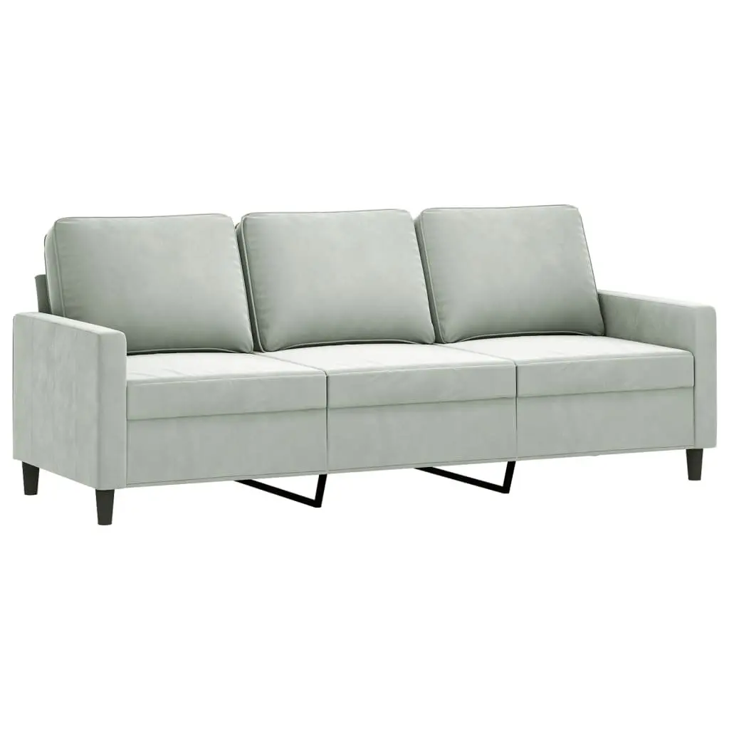 Sofa Set Velvet 2 Piece Grey Soft Cushioned Lounge Seating