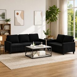 Comfortable Black Velvet Sofa Set for Your Living Room