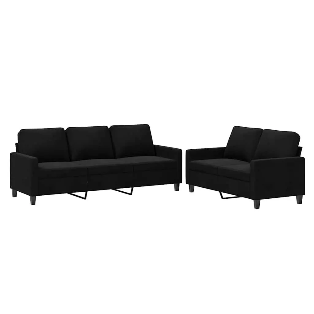 2 Piece Sofa Set Velvet Black