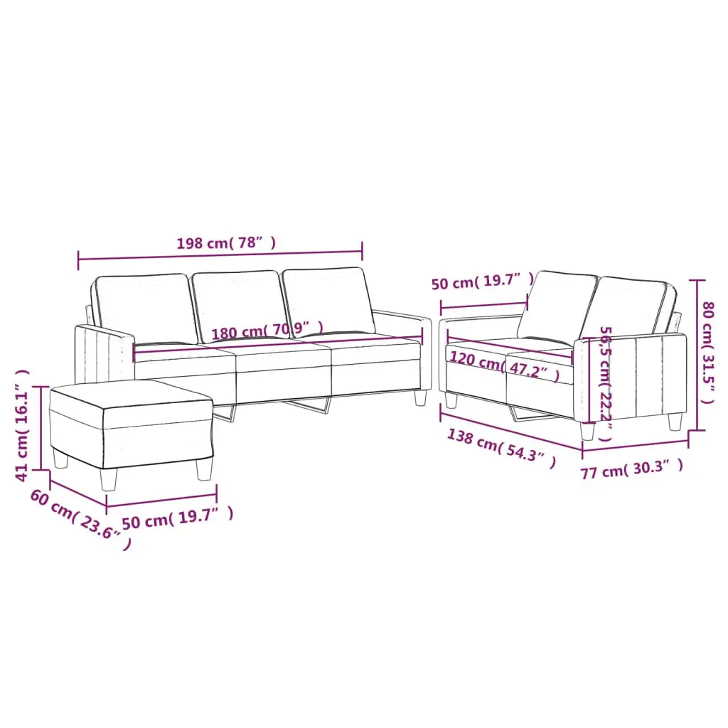 3 Piece Sofa Set for Relaxing and Socializing