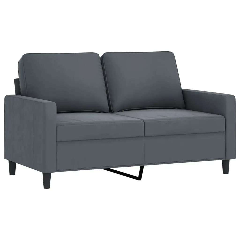 3 Piece Sofa Set with Footstool Grey Velvet Living Room Furniture Lounge Suite