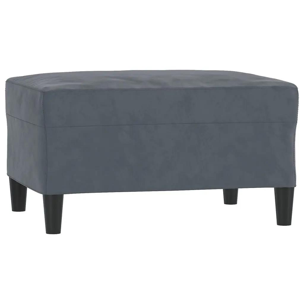 3 Piece Sofa Set with Footstool Grey Velvet Living Room Furniture Lounge Suite